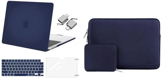 Main image of MOSISO Compatible with MacBook Air 13.6 inch Case 2022 Release A2681 M2, Neoprene Sleeve Bag with Small Case&Plastic Hard Case&Keyboard Cover&Screen Protector&Type C Adapter 2 Pack,Navy Blue