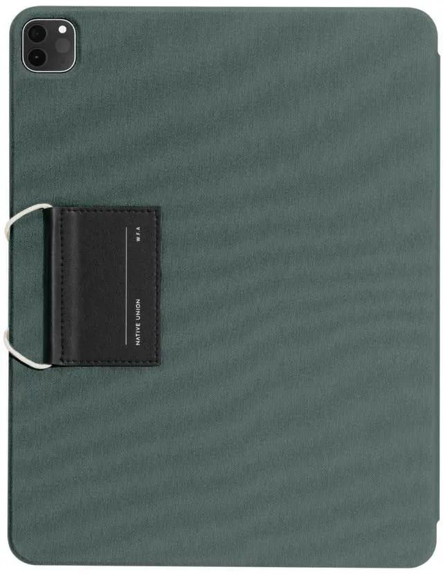 Alt view image 2 of 5 - Native Union W.F.A iPad Folio  Foldable Stand and Cover Made of Recycled Materials Compatible With iPad Air 11" M2, iPad Pro 11" M2 with Easy Magnetic Attachment, Button & String Design (Slate Green)