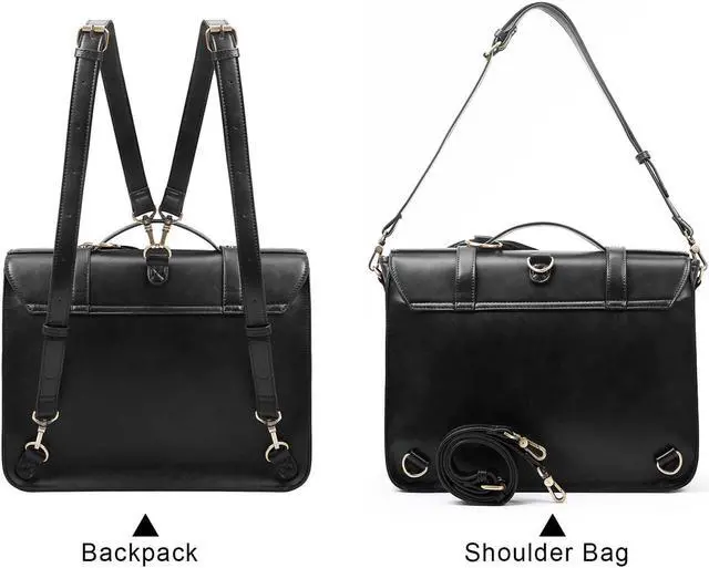 Alt view image 5 of 5 - ECOSUSI Briefcase for Women Messenger Backpack PU Leather 14 inch Laptop Bag Satchel Computer Bag for College Business Travel