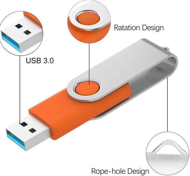 Alt view image 3 of 5 - KOOTION 16GB USB 3.0 Flash Drive 16 gb Flash Drives 10pcs Thumb Drive Keychain Jump Drive Swivel Memory Sticks, Orange