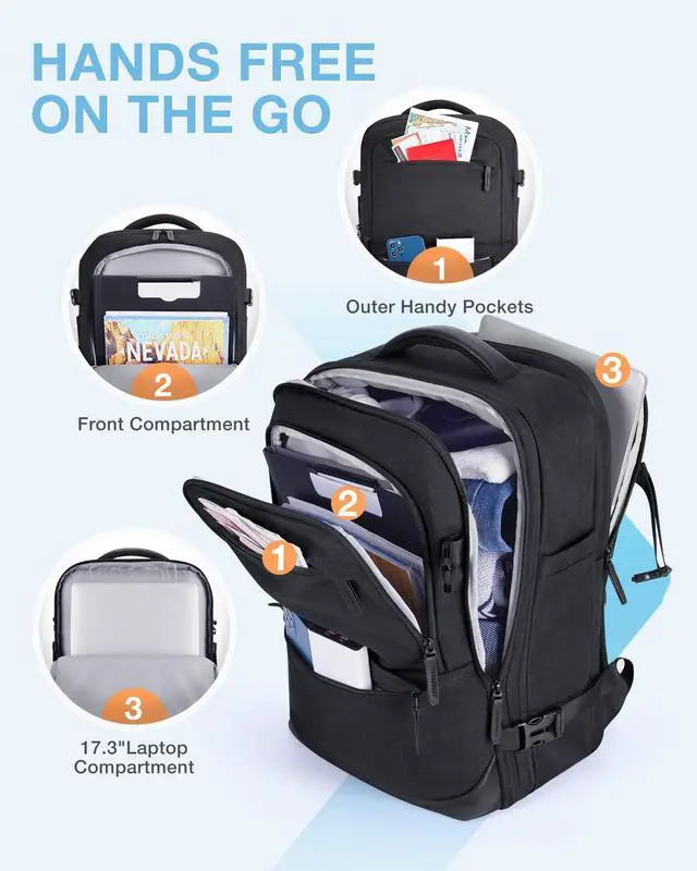 Alt view image 5 of 5 - BAGSMART 40L Black Travel Laptop Backpack with Packing Cubes and Shoe Bag