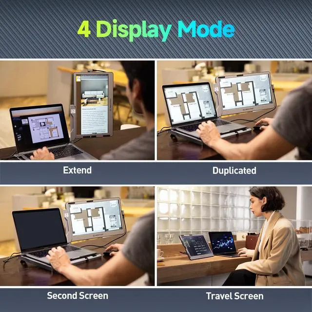 Alt view image 2 of 5 - Maxfree F1 Laptop Screen Extender - 14" FHD Laptop Monitor Extender Dual Screen with 360deg Rotation Stand, Portable Monitor for Laptops 13-17" Plug & Play for Windows/Mac/Android/Switch/PS5
