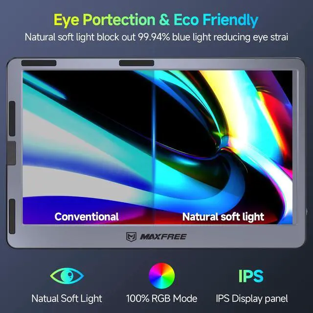 Alt view image 3 of 5 - Maxfree F1 Laptop Screen Extender - 14" FHD Laptop Monitor Extender Dual Screen with 360deg Rotation Stand, Portable Monitor for Laptops 13-17" Plug & Play for Windows/Mac/Android/Switch/PS5