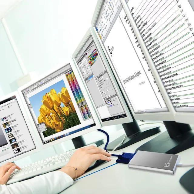 Alt view image 3 of 5 - j5create USB 2.0 to VGA Display Adapter | Plug & Play USB connectivity, 3 Viewing Modes, Compatible with Windows and Mac