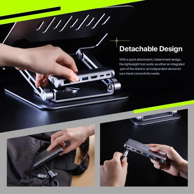 Alt view image 4 of 5 - ADAM elements USB-C Stand Pro/Laptop Docking Station - CASA Hub Stand Pro 6in1 Multiport Stand Hub for M2/M1 Mac, iPad & Laptop Series- USB-C Host, USB-A x2, USB-C PD, HDMI, RJ45