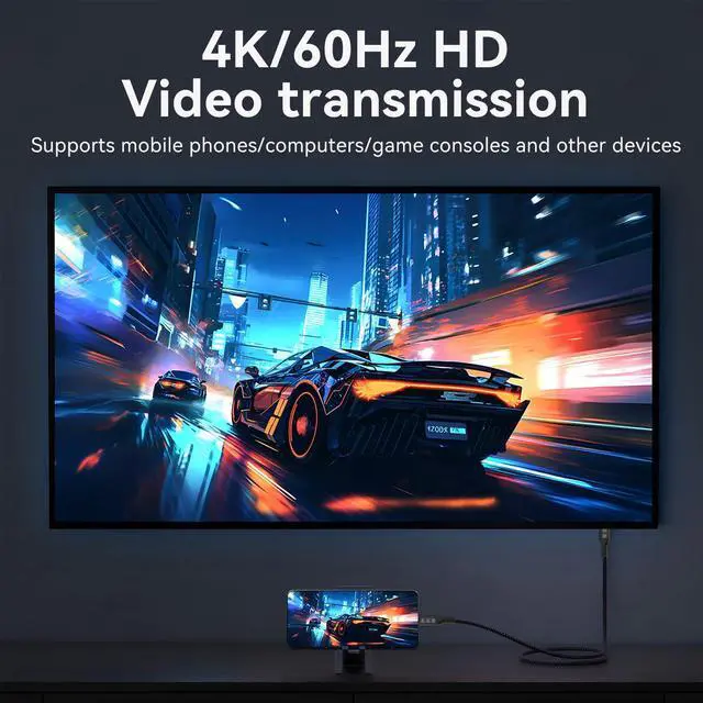 Alt view image 4 of 5 - Angusplay Long USB 4 Cable for Thunderbolt 4 Cable 16.4ft 20Gbps, USB-C Monitor Cable 4K Video Output, 100W Fast Charging Compatible with Thunderbolt 3, USB 3, for MacBook, DELL XPS, Surface Pro