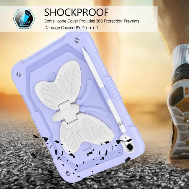 Alt view image 3 of 5 - BENTOBEN for iPad 10th Generation Case, iPad 10.9 Inch 2022 Case with Pencil Holder 2 in 1 Heavy Duty Rugged Kickstand Protective Tablet Cover for iPad 10th Generation 2022, Purple Design