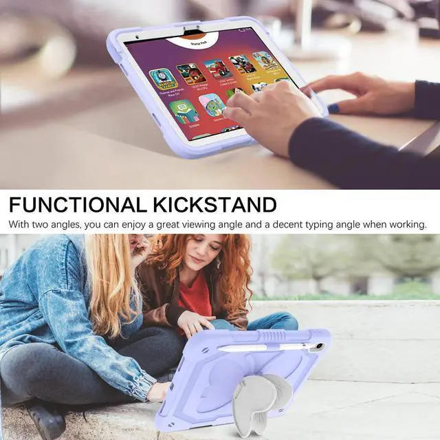 Alt view image 4 of 5 - BENTOBEN for iPad 10th Generation Case, iPad 10.9 Inch 2022 Case with Pencil Holder 2 in 1 Heavy Duty Rugged Kickstand Protective Tablet Cover for iPad 10th Generation 2022, Purple Design