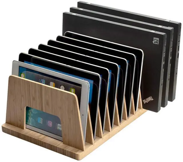 Main image of MobileVision Bamboo Device Organizer for Smartphones, Tablets and Laptops, 10 Slots