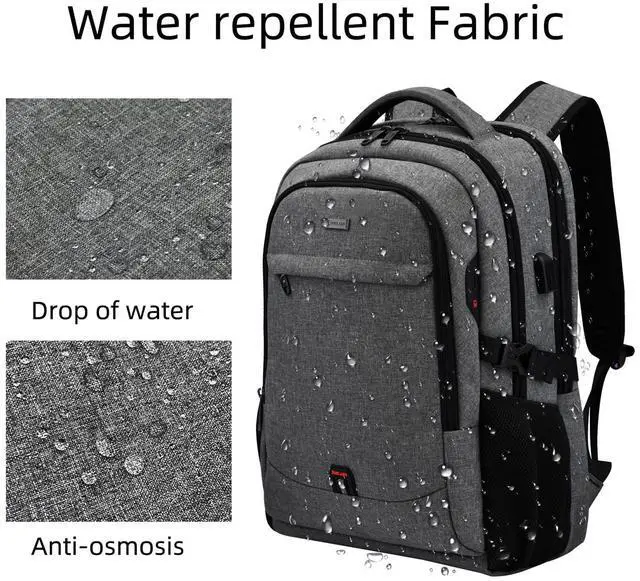 Alt view image 4 of 5 - DUSLANG 17 Inch Travel Laptop Backpack Water Resistant College Backpack for Men Laptop Bag with USB Charging Port,Light Grey