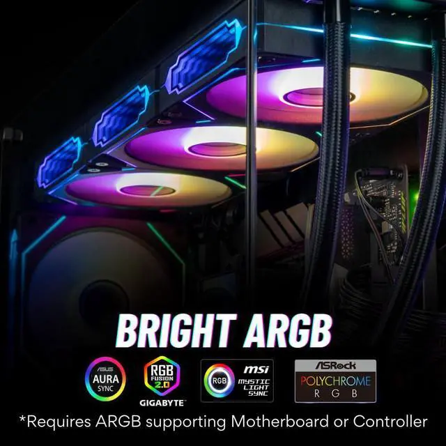 Alt view image 3 of 5 - Empowered PC 5-Pack Prism Infinity Mirror High Performance Quiet ARGB CPU Reverse Flow Cooling Fans (600-1800rpm PWM, Daisy-Chainable, 2.9mm H2O Pressure & 58CFM, 4-Pin, 25 x 120mm, 3yr Warranty)