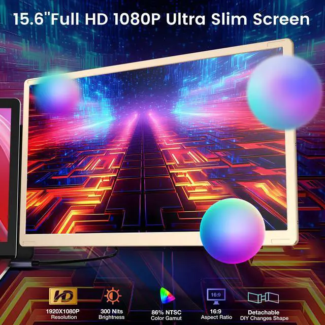 Alt view image 2 of 5 - Laptop Screen Extender, 15.6'' Laptop Monitor Extender with 86% NTSC FHD 1080P Display, Detachable Triple Portable Monitor Compatible with Windows/Mac/DeX/Chrome, Also Works with Desktop/Mini PC