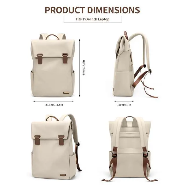 Alt view image 3 of 5 - GOLF QUALITYWomen Laptop Backpack Computer Backpacks Carry On Waterproof backpack Fits 15.6Inch Notebook Travel Commute College (Apricot)