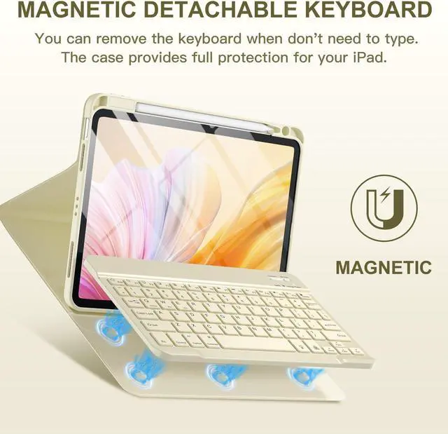 Alt view image 4 of 5 - Harvopu Compatible for iPad Air 11-inch/ 10.9" Air 5th 4th Generation Case with Keyboard - Backlit Detachable, Folio Cover with Pencil Holder for iPad Air 11 Inch M3/M2, Air 5/ Air 4 (Starlight)