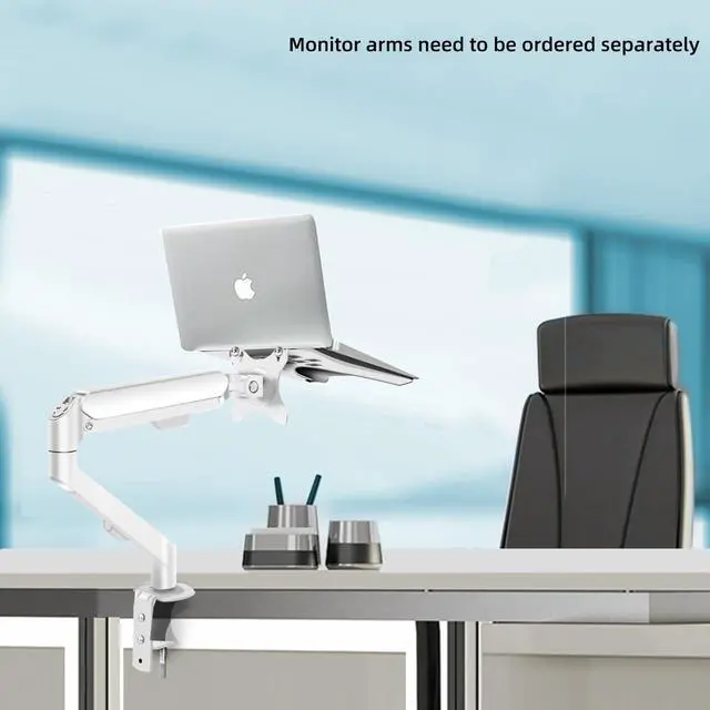 Alt view image 4 of 5 - HILLPORT Monitor Arm Laptop Tray Holder Bracket Tablet White 10 - 16 inch Vesa 75 mm and 100 mm Mounting Plate with Sliding Pad Black XY360W