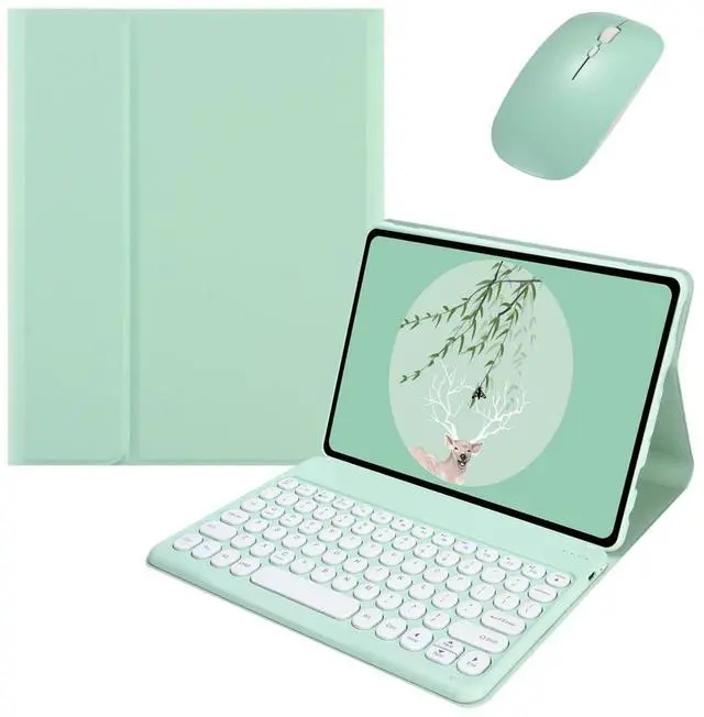 Main image of kaidisen Keyboard Case for Galaxy Tab A7 Lite 8.7 inch Case with Keyboard and Bluetooth Mouse, Detachable Candy Color Keyboard Cover Round KeyMint Green