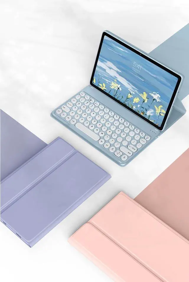 Alt view image 5 of 5 - kaidisen Keyboard Case for Galaxy Tab A7 Lite 8.7 inch Case with Keyboard and Bluetooth Mouse, Detachable Candy Color Keyboard Cover Round KeyMint Green