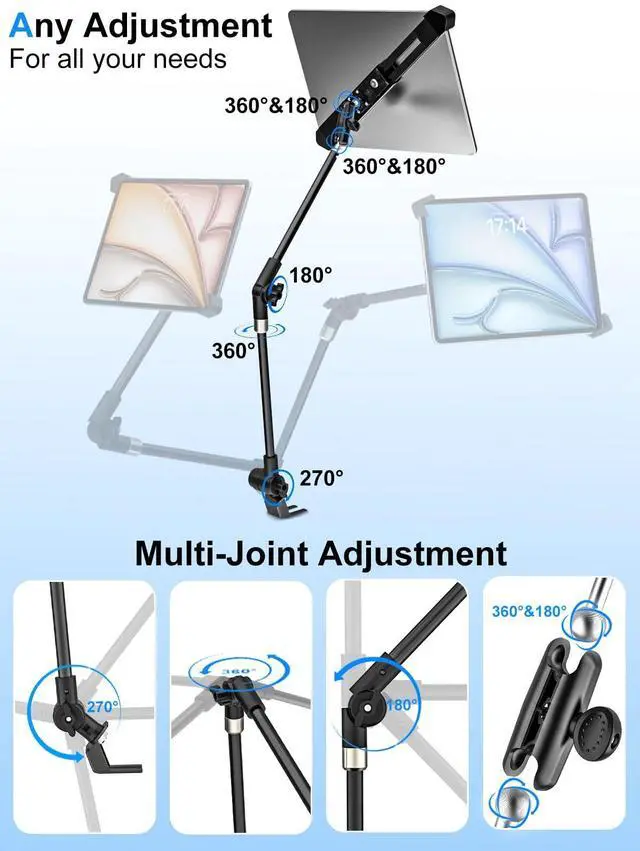 Alt view image 2 of 5 - Kolasels Truck Tablet Holder - Safety Lock, Anti-Theft Seat Rail Mount for Car/Truck, Heavy Duty Floor Mount for iPad Pro 12.9, Surface Pro, Galaxy Tabs and 9-14" Devices