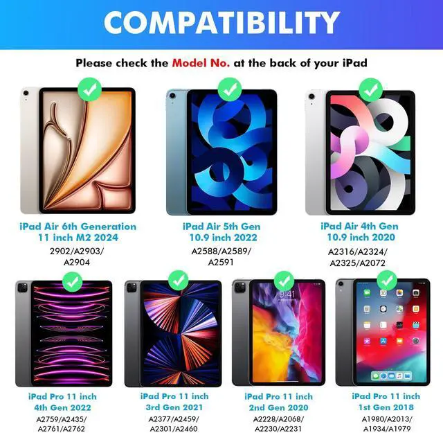 Alt view image 2 of 5 - LAMA Smart Keyboard Case with Mouse for iPad Air 11-inch (M2) 2024 & iPad Pro 11 inch (4th/3rd/2nd/1st Generation), Wireless Case with Pencil Holder for 10.9" iPad Air 4th/5th Generation, Marble Blue