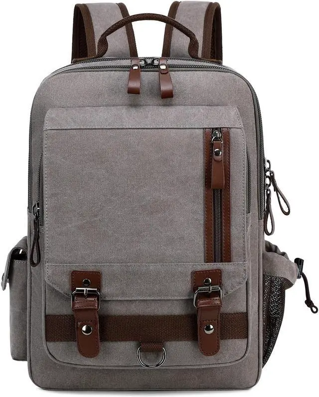 Main image of Lanola Water-resistant Canvas Backpack with Anti-Theft Pocket, Daypacks Fits 15.6 Inch Laptop for Men Perfect for Work, Travel, Daily Use (Grey)