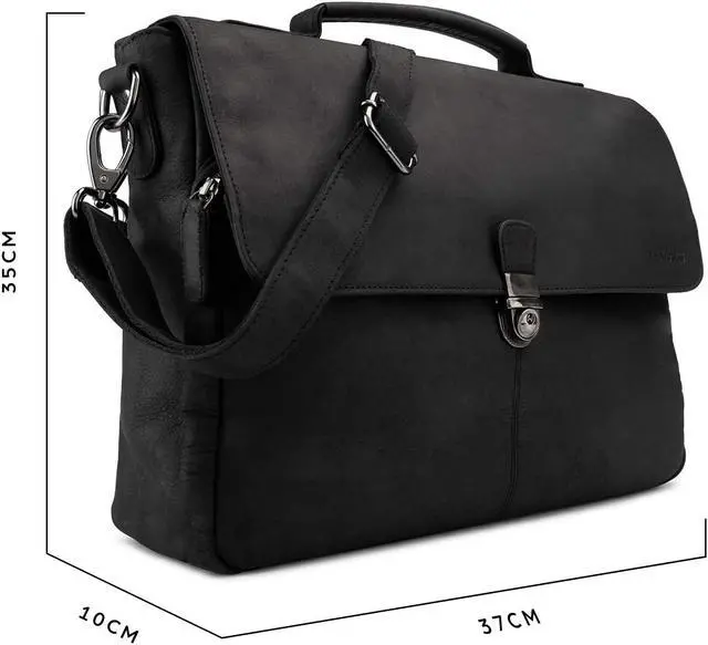 Alt view image 2 of 5 - LEABAGS Texas shoulder bag made of genuine buffalo leather in vintage look I laptop bag up to 15 inch I business bag I leather bag I shoulder bag I briefcase