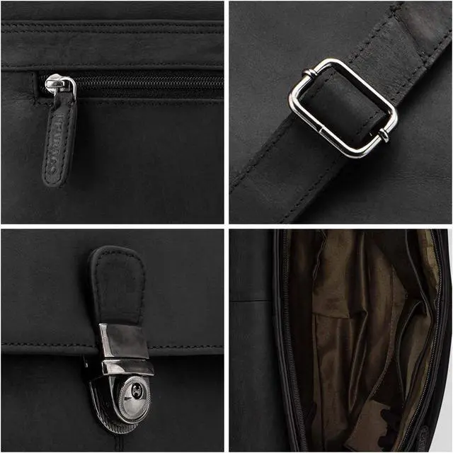 Alt view image 4 of 5 - LEABAGS Texas shoulder bag made of genuine buffalo leather in vintage look I laptop bag up to 15 inch I business bag I leather bag I shoulder bag I briefcase