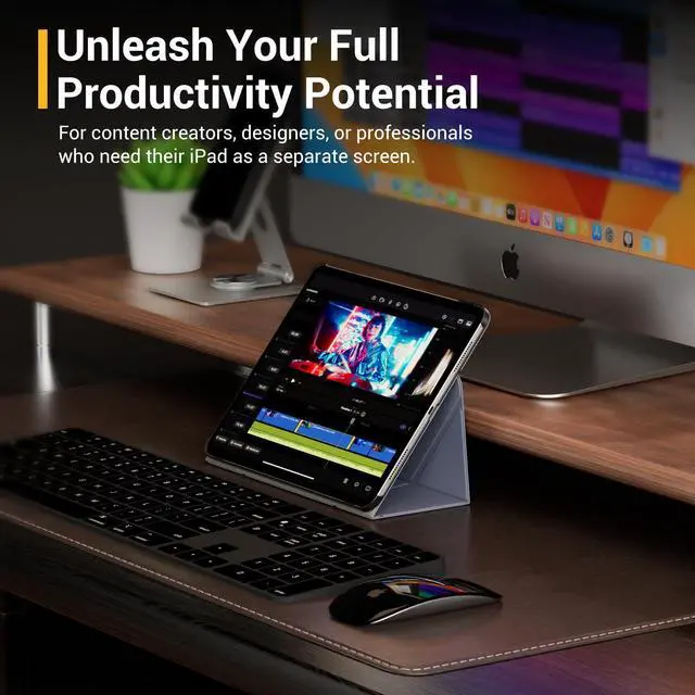 Alt view image 4 of 5 - MAGEASY Multi-Angle Case for 2025 M3 & 2024 M2 iPad Air 13" - Turn iPad Into A Monitor, Float Folio Case with Scratch Resistant & Anti-Stain, Portable iPad Stand | Lift - Alaskan Blue