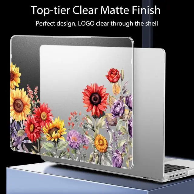 Alt view image 4 of 5 - Mektron Ultra Thin Printed Case for MacBook Pro 14 inch 2024 Release M4 A3112 A3401 A3185 Fits 2023 2021 M3 A2918 A2992 M2 A2779 M1 A2442, Protective Hard Shell with Fold Kickstand, Floral C152
