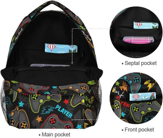Alt view image 3 of 4 - Oarencol Video Game Backpack Bookbag Gamer Gaming Daypack Travel Hiking Camping School Laptop Bag