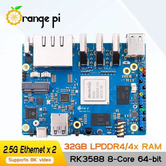 Alt view image 2 of 5 - Orange Pi 5 Plus 32GB LPDDR4/4x Rockchip RK3588 8-Core 64-Bit Single Board Computer with 256GB eMMC, Development Board Run Orange Pi/Ubuntu/Debian/Android 12 OS (5 Plus 32G+256G eMMC+Power Supply)
