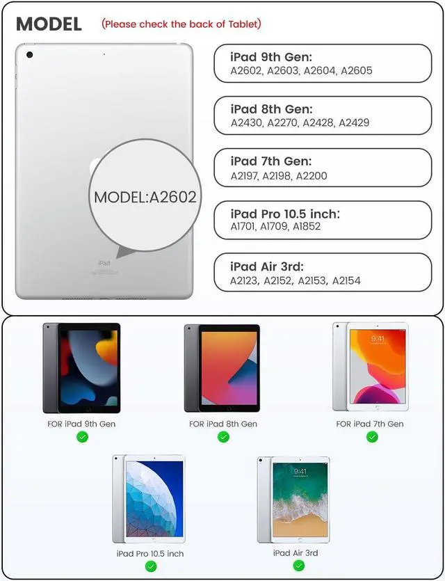 Alt view image 2 of 5 - OYEEICE for iPad 9th Generation Case with Keyboard - Detachable Backlit Keyboard - Rotatable Cover with Pencil Holder for iPad 9th/8th/7th Gen, iPad Air 3rd Gen & iPad Pro 10.5" - Pink