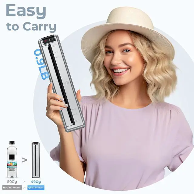 Alt view image 2 of 5 - PhoFuta Portable Printers Wireless for Travel,Q302 WiFi Inkless Thermal Printer with Reverse Charging, Phone Printer Supports US Letter/A4/B5/A5, Bluetooth Printers for Home Use Office,300DPI