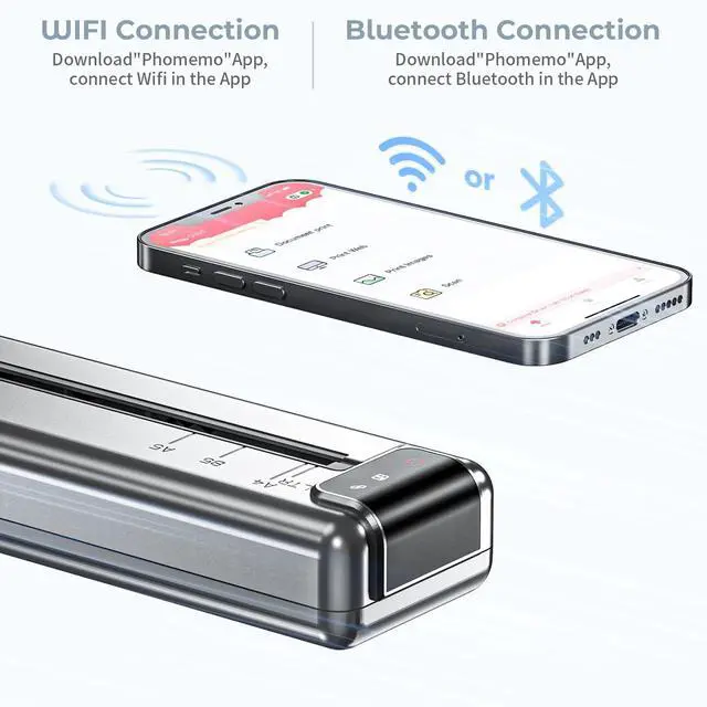 Alt view image 5 of 5 - PhoFuta Portable Printers Wireless for Travel,Q302 WiFi Inkless Thermal Printer with Reverse Charging, Phone Printer Supports US Letter/A4/B5/A5, Bluetooth Printers for Home Use Office,300DPI