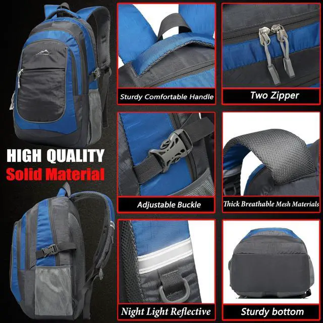 Alt view image 3 of 5 - ProEtrade Backpack Bookbag for College Sturdy Travel Business Hiking Fit Laptop Up to 15.6 Inch Multi Compartment Gifts for Men Women Night Light Reflective (Blue)
