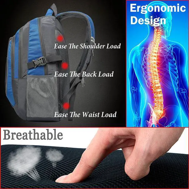 Alt view image 5 of 5 - ProEtrade Backpack Bookbag for College Sturdy Travel Business Hiking Fit Laptop Up to 15.6 Inch Multi Compartment Gifts for Men Women Night Light Reflective (Blue)