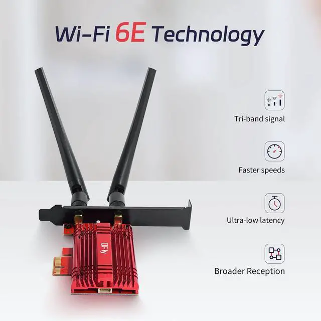 Alt view image 2 of 5 - WiFi Card 6E 5400Mbps (6GHz&5Ghz&2.4GHz) PCIe WiFi 6E Card, Bluetooth 5.3, AX210 Module Inside,PCI-E Wireless WiFi Network Adapter Card for Desktop PC Windows10/11 64bit