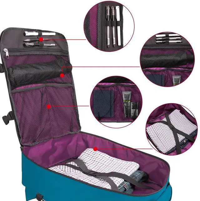 Alt view image 3 of 5 - Rangeland Cabin Hand Luggage Backpack Small Carry-On Daypack Airplane Travel Under-seat for Women Men fits 15.6-inch Laptop, Water Blue