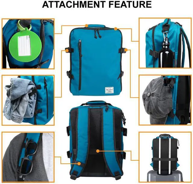 Alt view image 4 of 5 - Rangeland Cabin Hand Luggage Backpack Small Carry-On Daypack Airplane Travel Under-seat for Women Men fits 15.6-inch Laptop, Water Blue