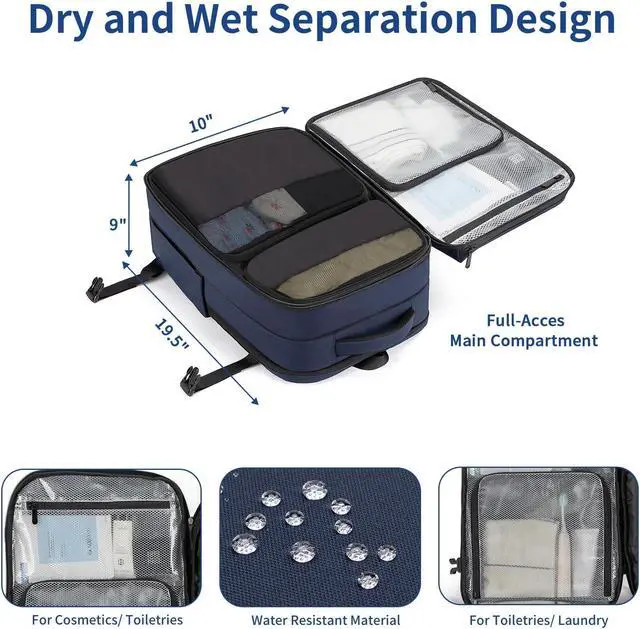 Alt view image 4 of 5 - RDTGO Extra Large Travel Backpack for Men and Women, Navy, 17-Inch Laptop Backpack with 4 Packing Cubes, Waterproof and Organized