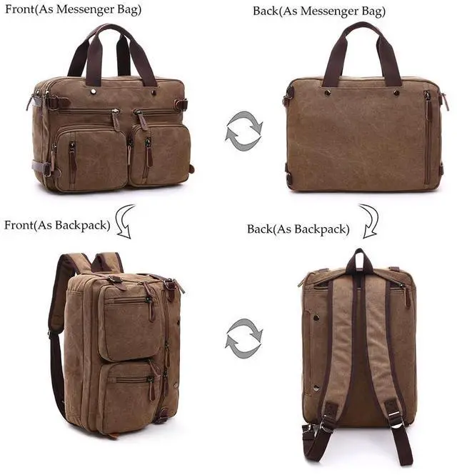 Alt view image 4 of 5 - Saddhu Laptop Tote Bag for Women Men 17 Inch 3 in 1 Convertible Messenger Briefcase Shoulder Handbag for Work Bussiness Dark Brown