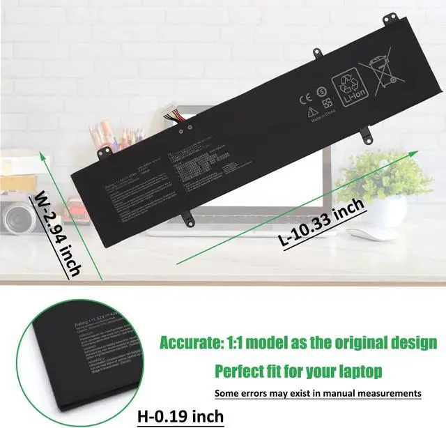 Alt view image 5 of 5 - RHKRKQN B31N1707 Laptop Battery Replacement for Asus VivoBook S14 S410 S410UA S410UQ S4200U S4200UQ X411UA X411UF X411UN X411UQ Series Notebook 0B200-02710000 11.55V 42Wh 3653mAh