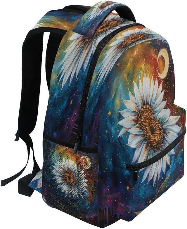 Alt view image 2 of 5 - Colorful Sky Night Sunflower Backpack for Girls School Bags Bookbags for Teen Kids Travel Laptop Daypack Bag Laptop Backpacks