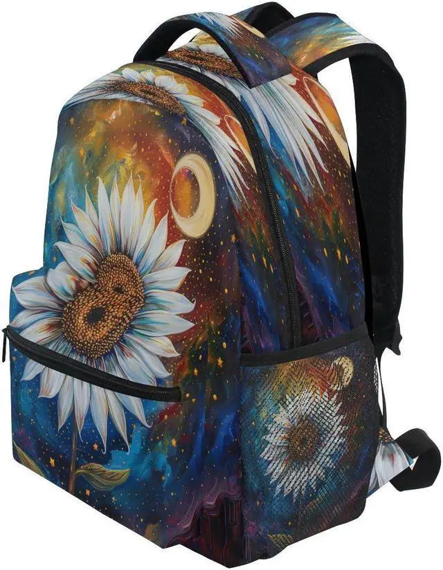 Alt view image 3 of 5 - Colorful Sky Night Sunflower Backpack for Girls School Bags Bookbags for Teen Kids Travel Laptop Daypack Bag Laptop Backpacks
