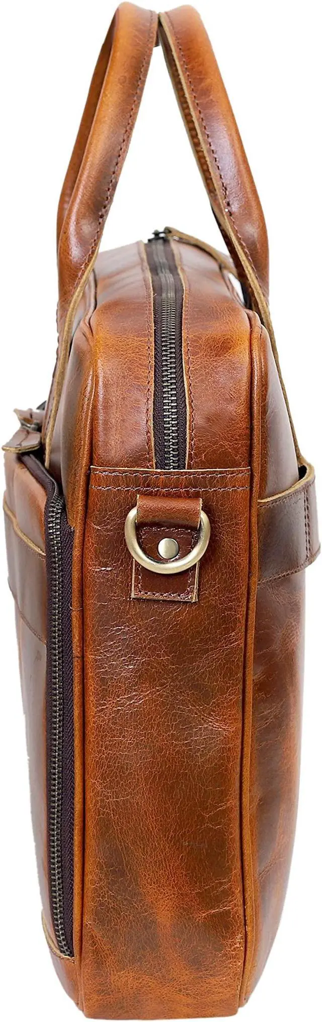 Alt view image 4 of 5 - VC VINTAGE COUTURE Leather briefcase bag for men Leather Laptop Bags For Men and Women Travel Messenger Bag 16 Inch (Tan Brown, 16 Inch Briefcase)