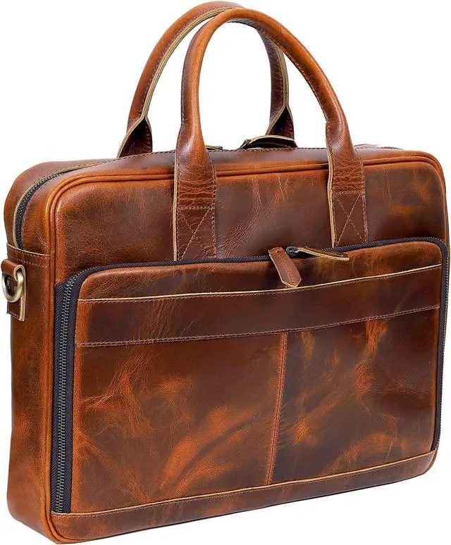 Alt view image 3 of 5 - VC VINTAGE COUTURE Leather briefcase bag for men Leather Laptop Bags For Men and Women Travel Messenger Bag 16 Inch (Tan Brown, 16 Inch Briefcase)