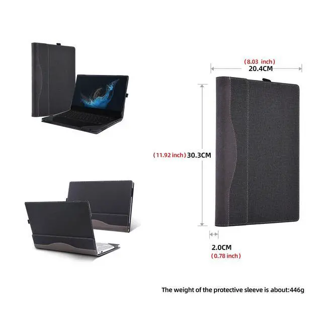 Alt view image 3 of 5 - VEVOOD Laptop Cover for Samsung Galaxy Book 2 360, Pro 360, Book 3 360, Chromebook 13 XE930QCA, Flex 13.3 NP930QCG - PU Detachable Case (13.3inch, Dark Grey)