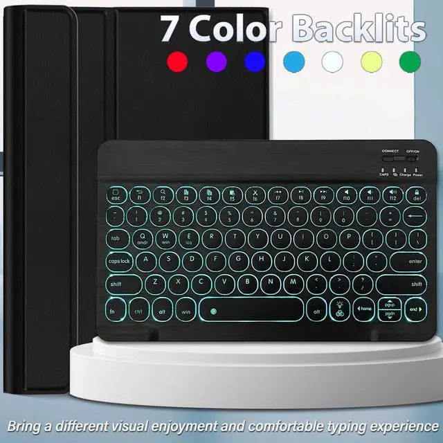 Alt view image 5 of 5 - Wineecy Backlit Keyboard Case for Lenovo Tab M11 2024 11 Inch TB-330FU Tablet, 7 Colors Light Detachable Wireless Keyboard with PU Leather Folio Cover Case for Lenovo Tab M11 11 2024 Release
