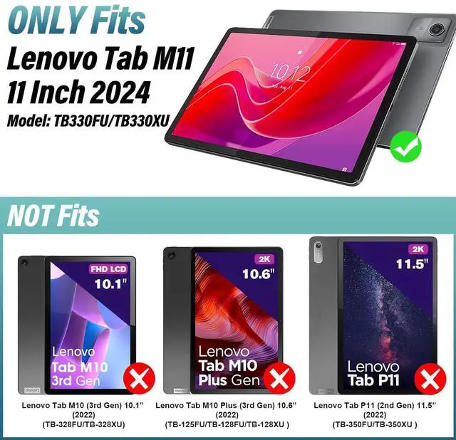 Alt view image 2 of 5 - Wineecy Backlit Keyboard Case for Lenovo Tab M11 2024 11 Inch TB-330FU Tablet, 7 Colors Light Detachable Wireless Keyboard with PU Leather Folio Cover Case for Lenovo Tab M11 11 2024 Release