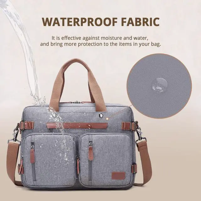 Alt view image 5 of 5 - MOLNIA 15.6 inch Laptop Backpack,3 in 1 Briefcases For Men,Laptop Backpack, Messenger Bag,Computer Bags For Men, Grey