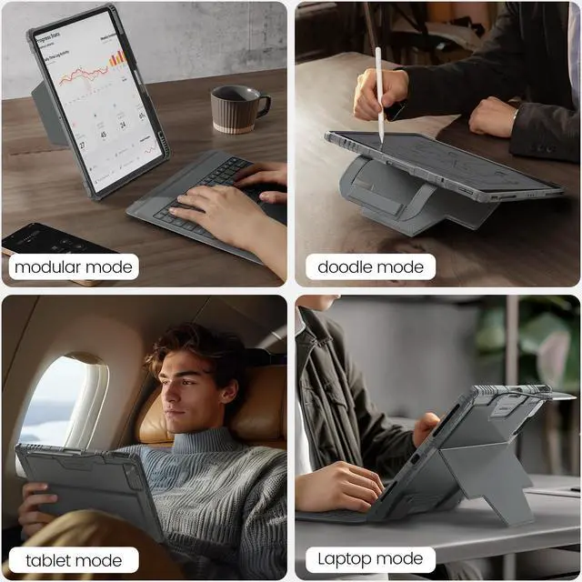 Alt view image 4 of 5 - Nillkin Carry Go Backlit Keyboard Case for iPad Air 13 inch M2 M3 with Handle, Grey for iPad Pro 12.9 (3rd/4th/5th/6th Generation) Detachable Keyboard with Trackpad,Kickstand,Great Typing,Function Row